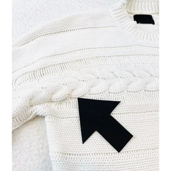 RTA • White Fever Distressed Cable Knit Cropped Sweater, M - Picture 11 of 16